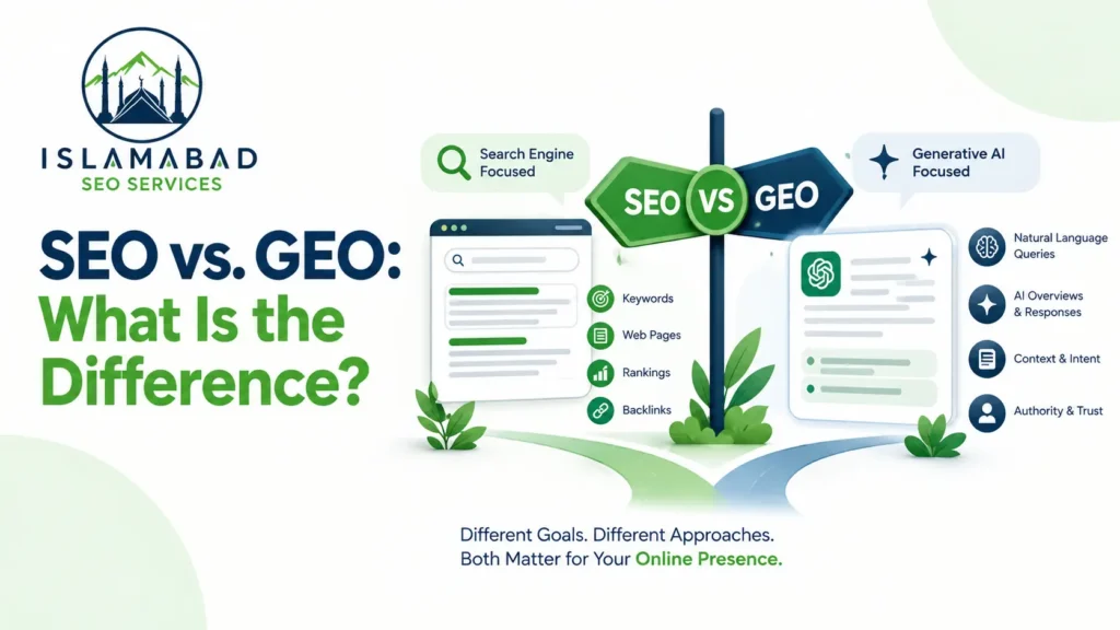 SEO vs GEO comparison for online visibility