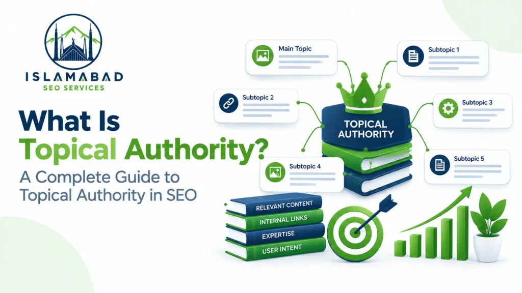 Topical authority connects a main topic with relevant SEO subtopics